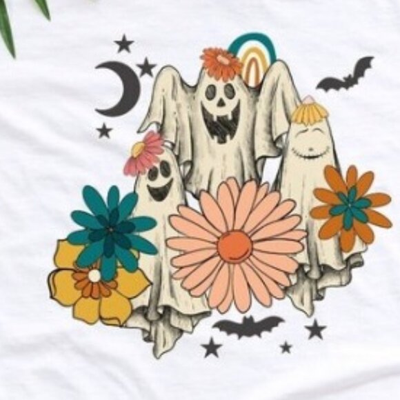 Floral Ghost Halloween Shirt, Halloween Funny T-Shirt - Picture 2 of 4